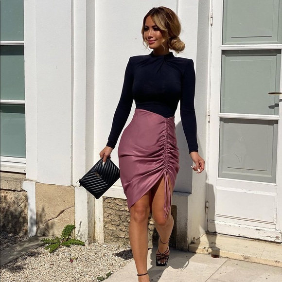 Zara Dresses & Skirts - Zara Satin Effect Draped Midi Skirt